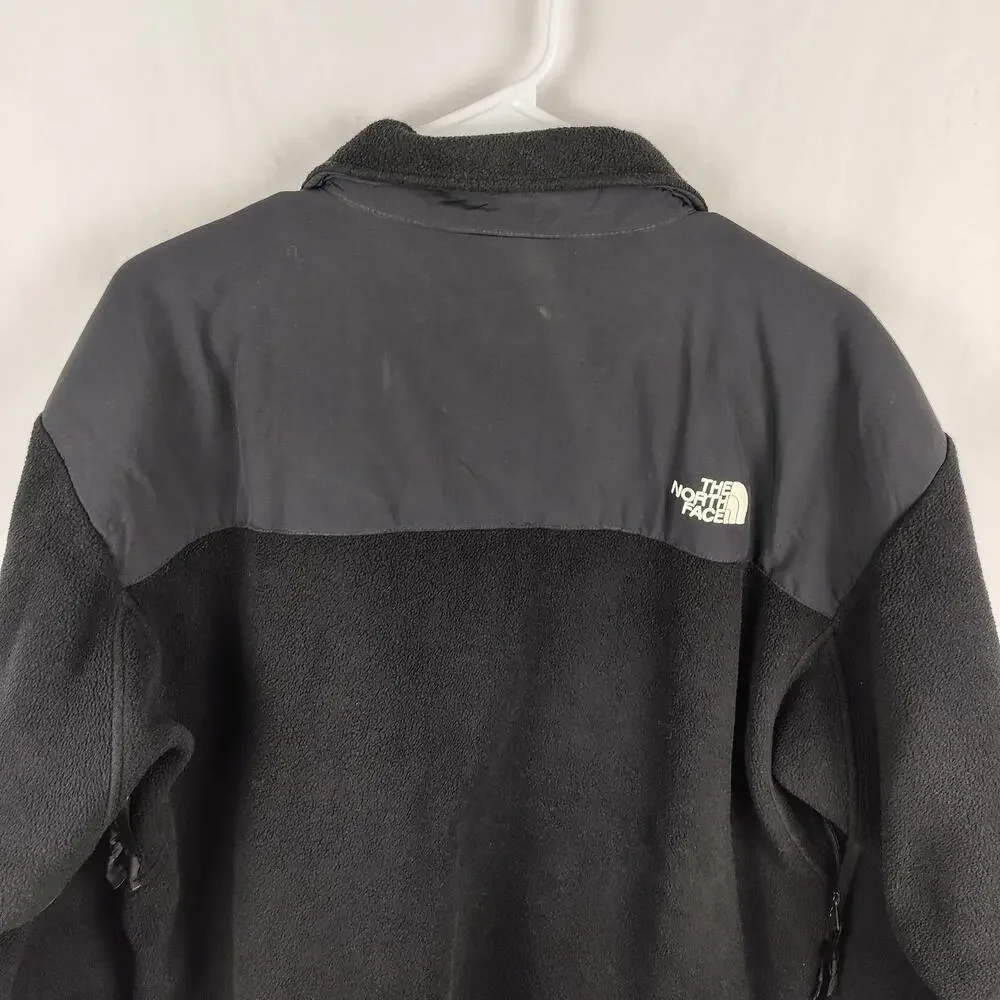The North Face Denali Jacket Mens Large Black Gray Fleece Full Zip Pockets